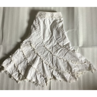 白スカート　デニム　ホワイト(ひざ丈スカート)