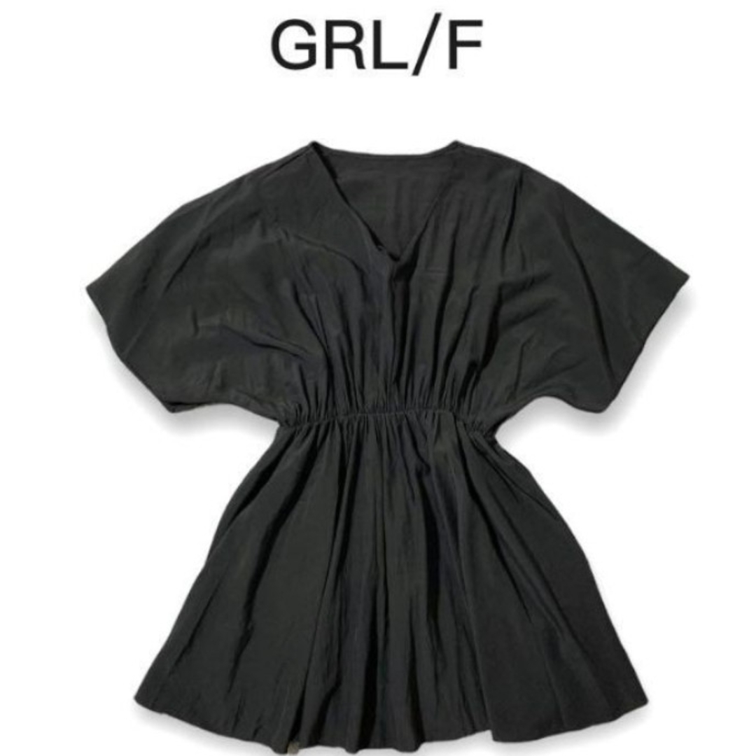 GRL(グレイル)のGRL  Vネックドルマンカットソー ウエストゴム ブラック レディースのトップス(チュニック)の商品写真