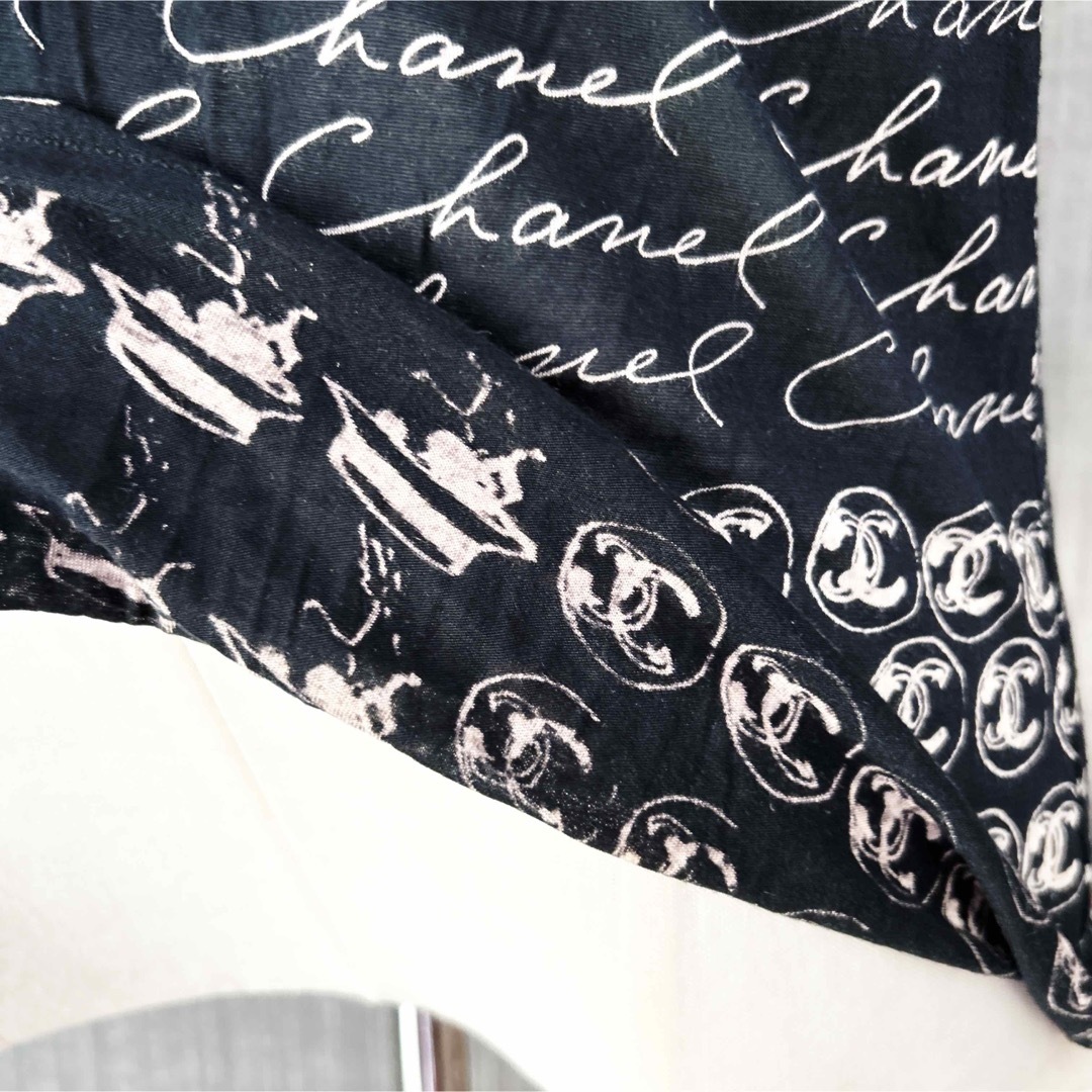 CHANEL - 美品 CHANELシャネル マルチ柄 COCO ブラック トップス
