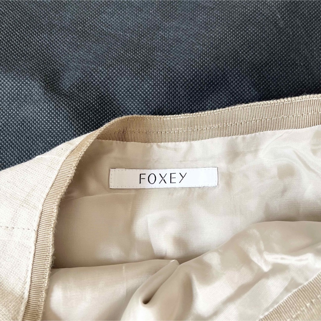 FOXEY✨リネンフレアスカート38 - ひざ丈スカート