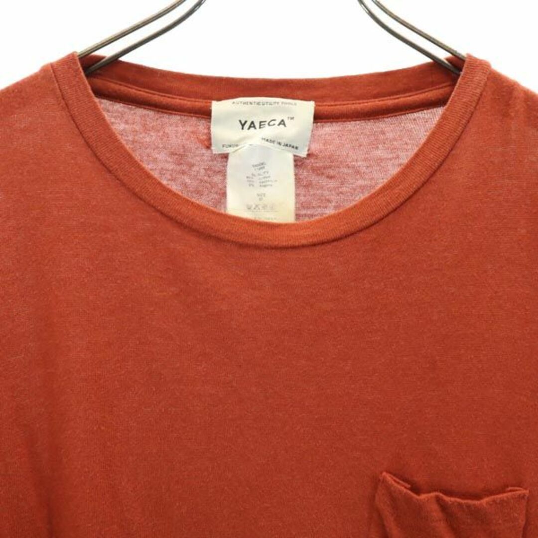 YAECA - ヤエカ 日本製 長袖 Tシャツ M ブラウン系 YAECA 胸ポケット