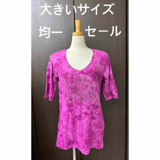 レディース Tシャツ カットソー ビシュー付き ピンク(Tシャツ(半袖/袖なし))