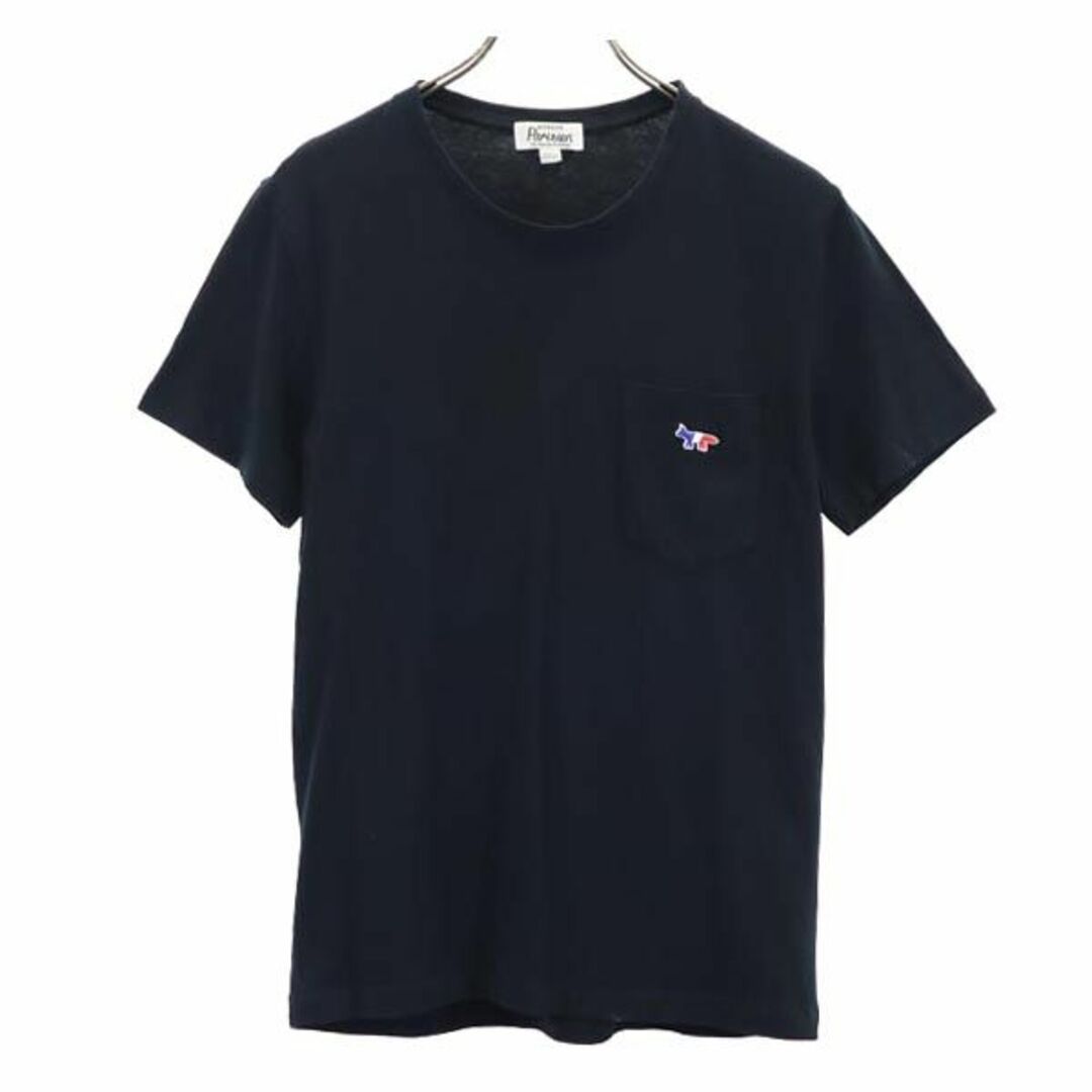 メゾンキツネ 半袖 Tシャツ XS ブラック系 MAISON KITSUNE ロゴ 胸ポケット メンズ   【230618】 メール便可