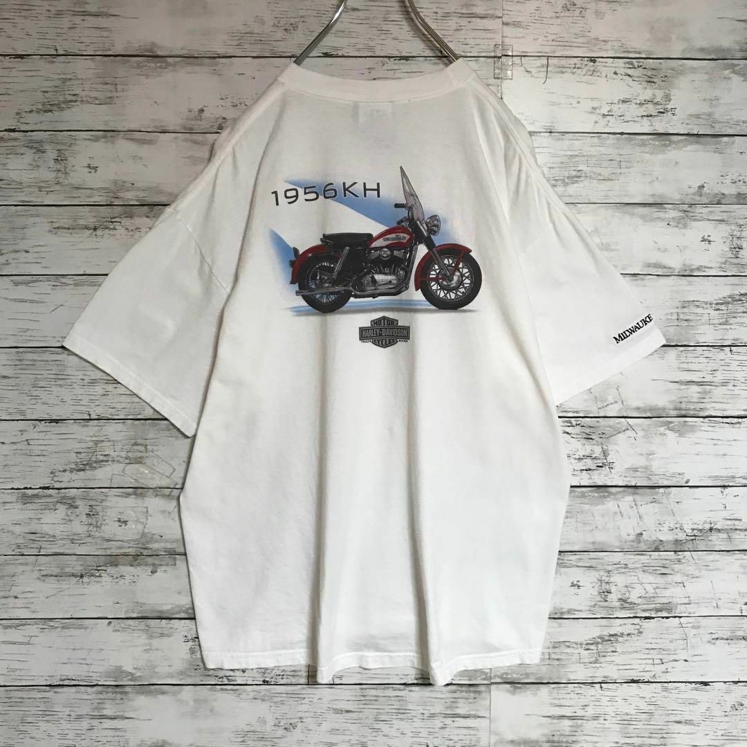 Harley Davidson(ハーレーダビッドソン)の【美品】ハーレーダビッドソン　背面バイクプリントTシャツ　ゆるだぼ　白E568 メンズのトップス(Tシャツ/カットソー(半袖/袖なし))の商品写真