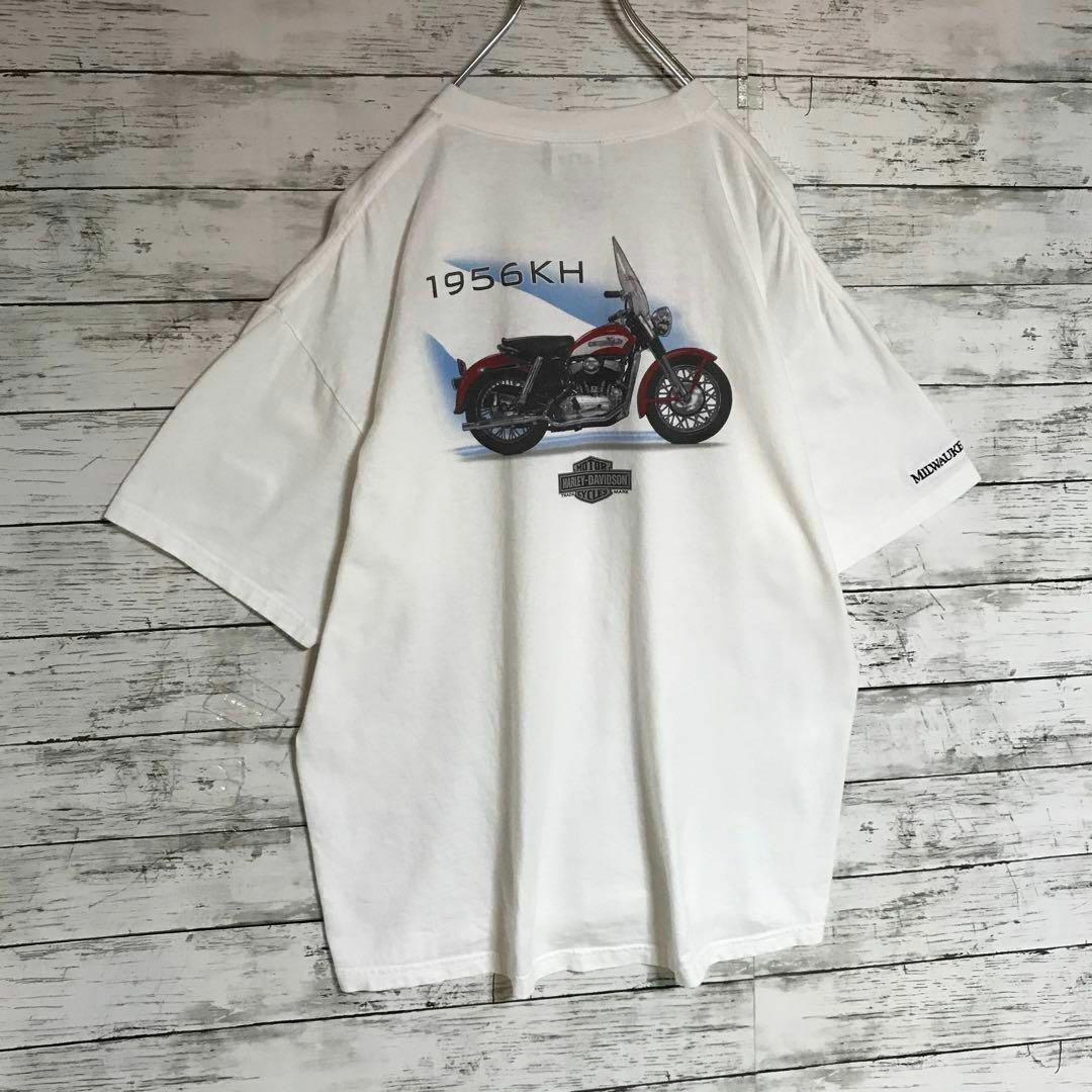 Harley Davidson(ハーレーダビッドソン)の【美品】ハーレーダビッドソン　背面バイクプリントTシャツ　ゆるだぼ　白E568 メンズのトップス(Tシャツ/カットソー(半袖/袖なし))の商品写真