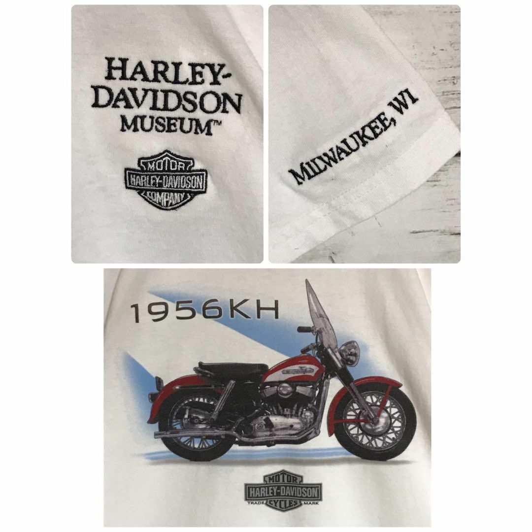 Harley Davidson(ハーレーダビッドソン)の【美品】ハーレーダビッドソン　背面バイクプリントTシャツ　ゆるだぼ　白E568 メンズのトップス(Tシャツ/カットソー(半袖/袖なし))の商品写真