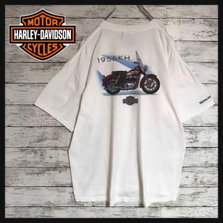 ハーレーダビッドソン(Harley Davidson)の【美品】ハーレーダビッドソン　背面バイクプリントTシャツ　ゆるだぼ　白E568(Tシャツ/カットソー(半袖/袖なし))