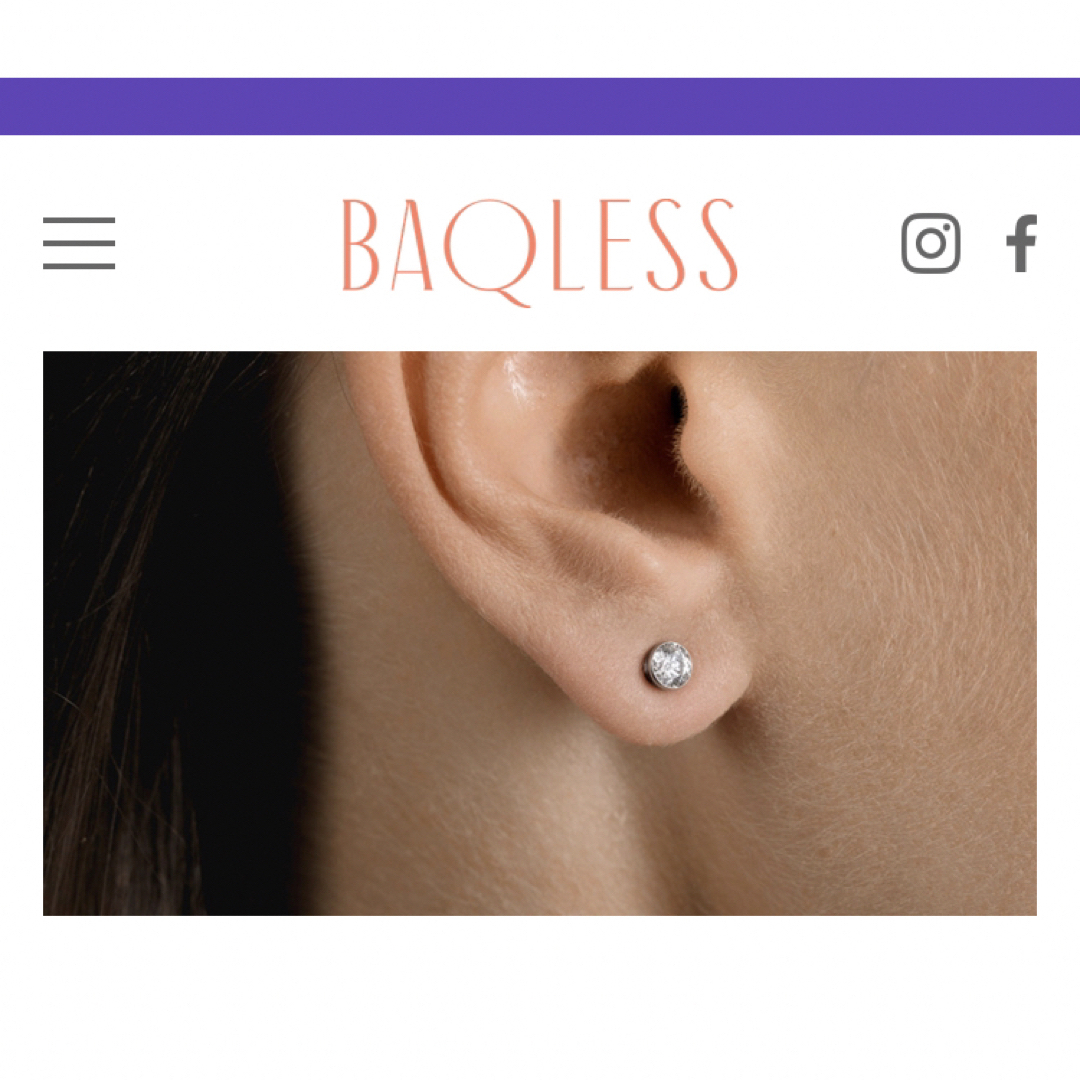 BAQLESS バックレス ピアス Clarity White 4mm 白の通販 by バーバヤン ...