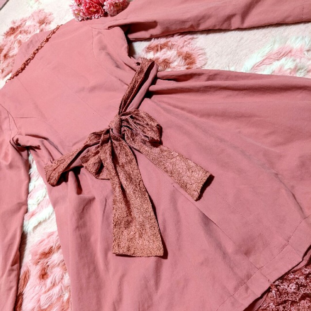 LIZ LISA(リズリサ)のリズリサ♥ピンク♥袖♥リボン付き❤裾❤花柄❤レース❤取り外せる❤トレンチコート レディースのジャケット/アウター(トレンチコート)の商品写真