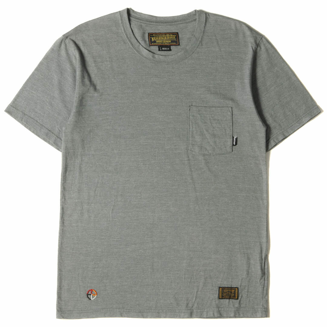 NEIGHBORHOOD ネイバーフッド Tシャツ サイズ:L ビーズ付き 半袖 クルーネック ポケット BASIC.P / ECR-CREW グレー トップス カットソー ブランド カジュアル ストリート シンプル ワンポイント【メンズ】【美品】