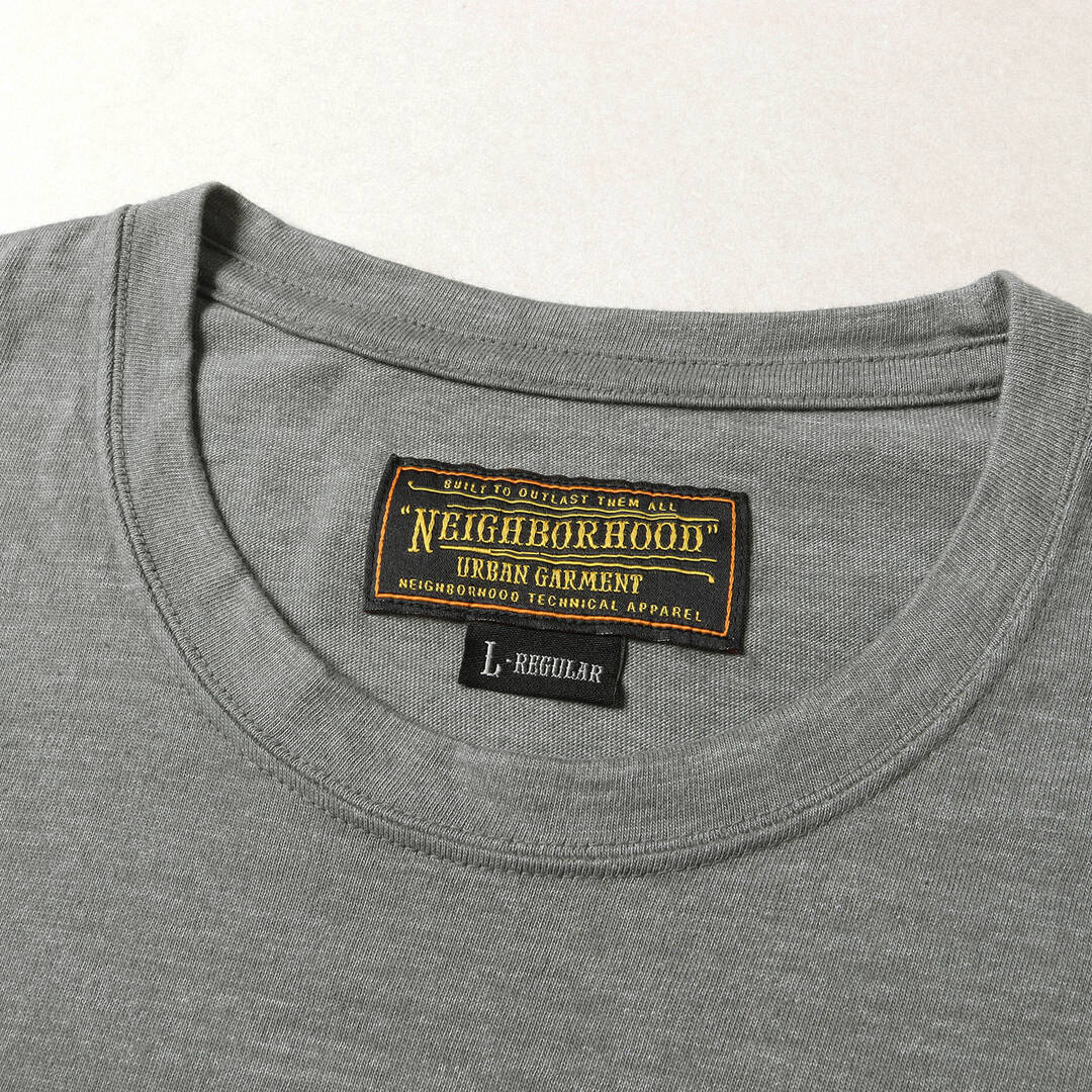 NEIGHBORHOOD ネイバーフッド Tシャツ サイズ:L ビーズ付き 半袖 クルーネック ポケット BASIC.P / ECR-CREW グレー トップス カットソー ブランド カジュアル ストリート シンプル ワンポイント【メンズ】【美品】