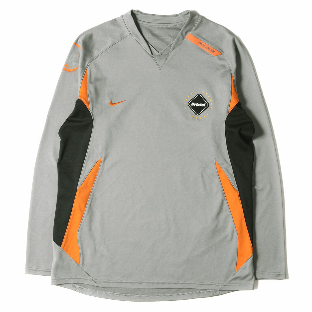 F.C.Real Bristol エフシーレアルブリストル Tシャツ サイズ:S NIKE ナイキ コラボ 蹴ロゴ ジャージ ゲーム トップ ロングスリーブ 長袖 グレー トップス カットソー ロンT カジュアル ブランド ストリート 【メンズ】