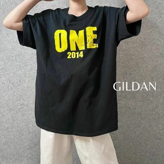 ギルタン(GILDAN)の【GILDAN】BIG プリント 黒×イエロー イベント ルーズ Tシャツ XL(Tシャツ/カットソー(半袖/袖なし))