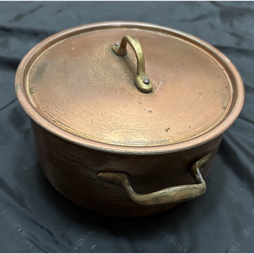 銅製 両手鍋 フタ付き フランス アンティークの通販 by ロバートで