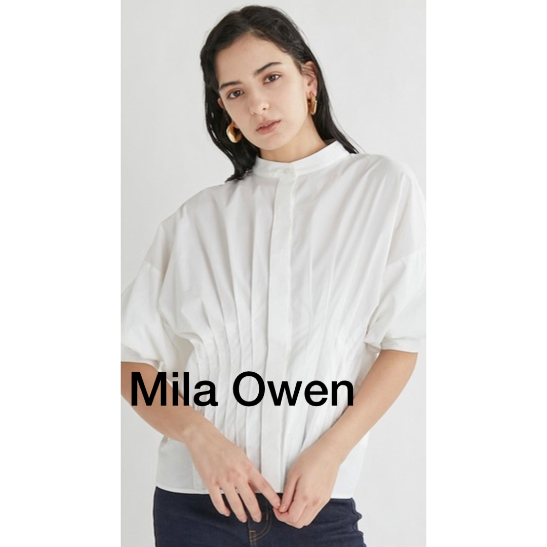 Mila Owen(ミラオーウェン)の最終値下げ　Mila Owen タックデザインボリュームスリーブブラウス レディースのトップス(シャツ/ブラウス(半袖/袖なし))の商品写真