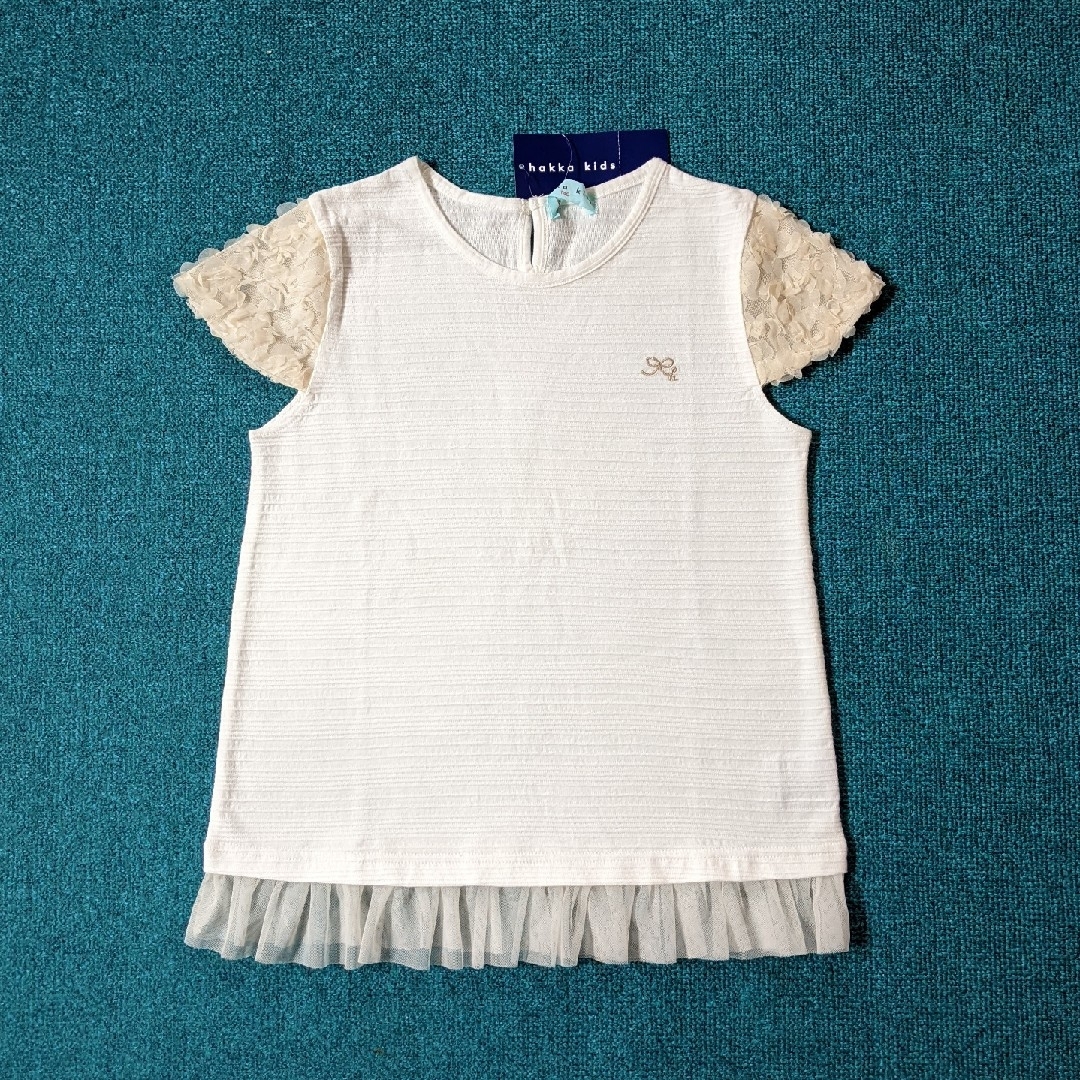 hakka kids(ハッカキッズ)の新品☆ハッカキッズ　チュール付き半袖カットソー　Ｔシャツ　140 キッズ/ベビー/マタニティのキッズ服女の子用(90cm~)(Tシャツ/カットソー)の商品写真