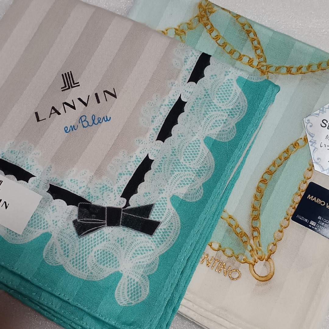 LANVIN en Bleu(ランバンオンブルー)の値下げ📌ランバンen Bleu&マリオヴァレンチノ☆大判ハンカチ２枚セット🎀 レディースのファッション小物(ハンカチ)の商品写真