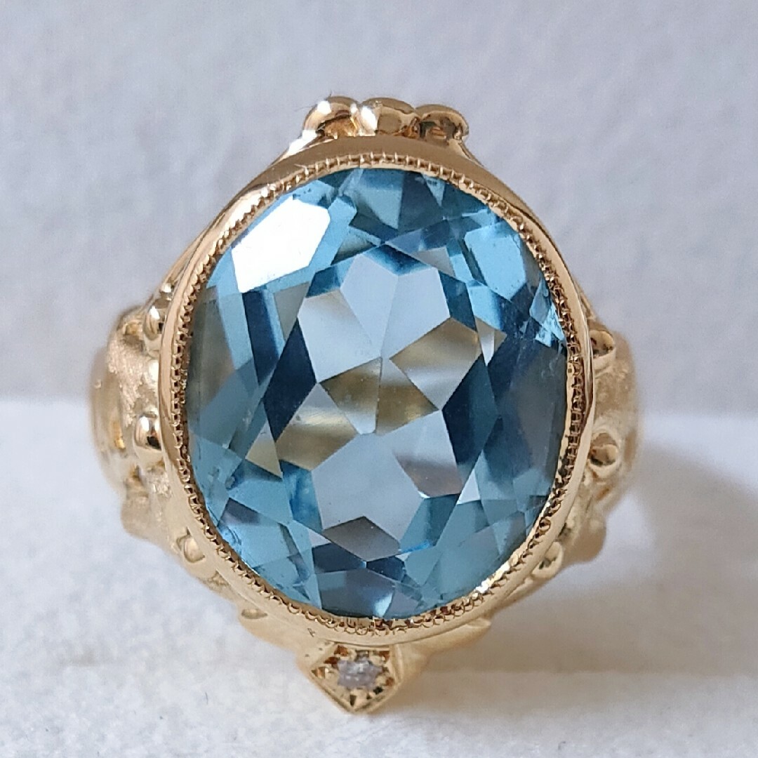 ダイヤモンド×ブルートパーズ リング K18YG 7.0g | angeloawards.com