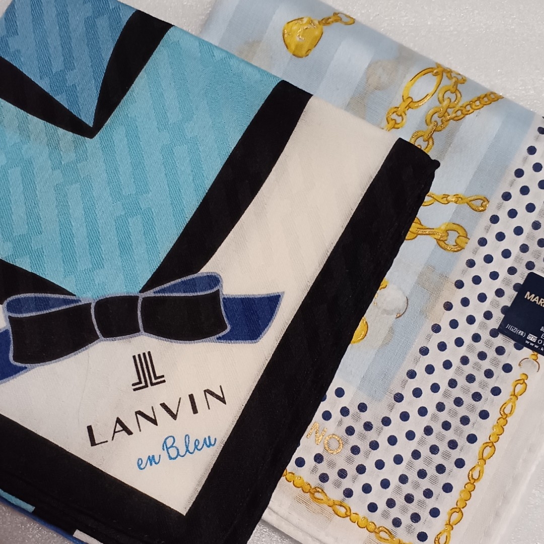 LANVIN en Bleu(ランバンオンブルー)の値下げ📌ランバンen Bleu&マリオヴァレンチノ☆大判ハンカチ２枚セット🎀 レディースのファッション小物(ハンカチ)の商品写真