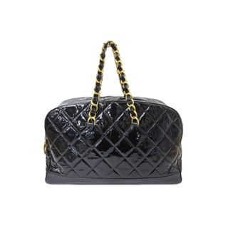 シャネル(CHANEL)のCHANEL シャネル マトラッセ エナメル チェーン ボストンバッグ 2番台 ブラック 黒 ゴールド金具 ココマーク 中古 51143(ボストンバッグ)