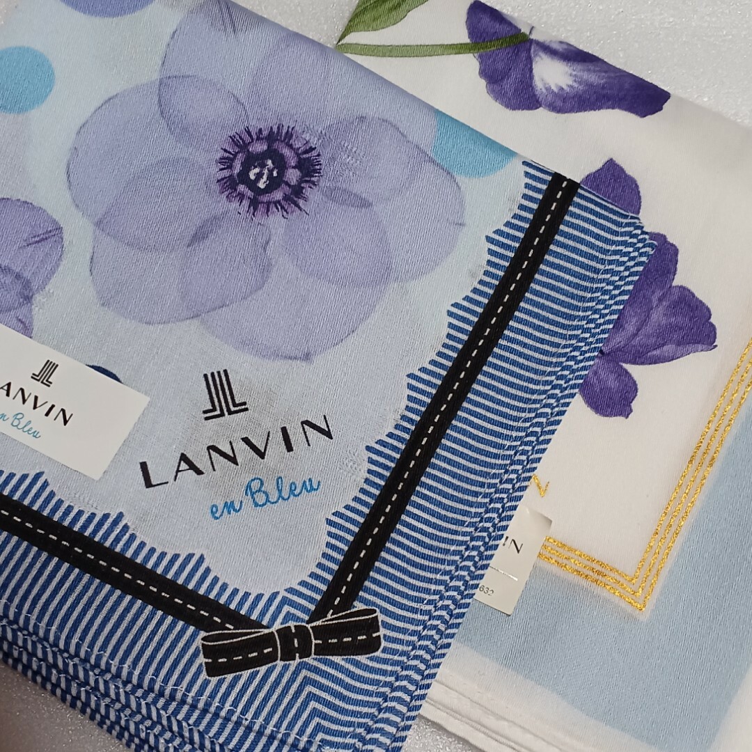 LANVIN en Bleu(ランバンオンブルー)の値下げ📌ランバンen Bleu&ピエールバルマン☆大判ハンカチ２枚セット🌼 レディースのファッション小物(ハンカチ)の商品写真