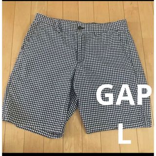 ギャップ(GAP)のGAP 33インチ　Lサイズ　チェック柄ネイビーパンツ(ショートパンツ)