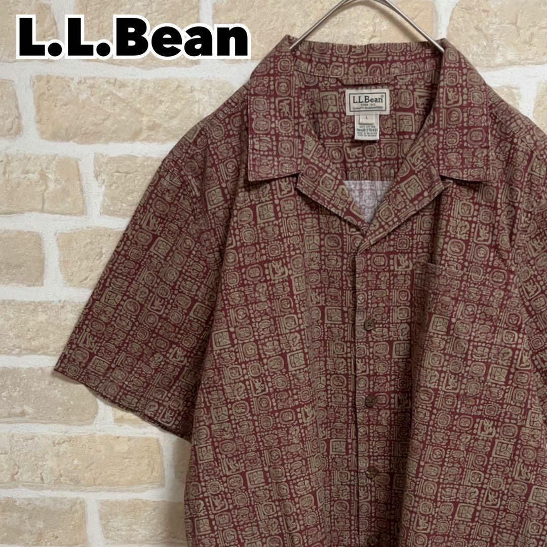 シルバーピーチ 90s L.L.Bean エルエルビーン 総柄 オープンカラー