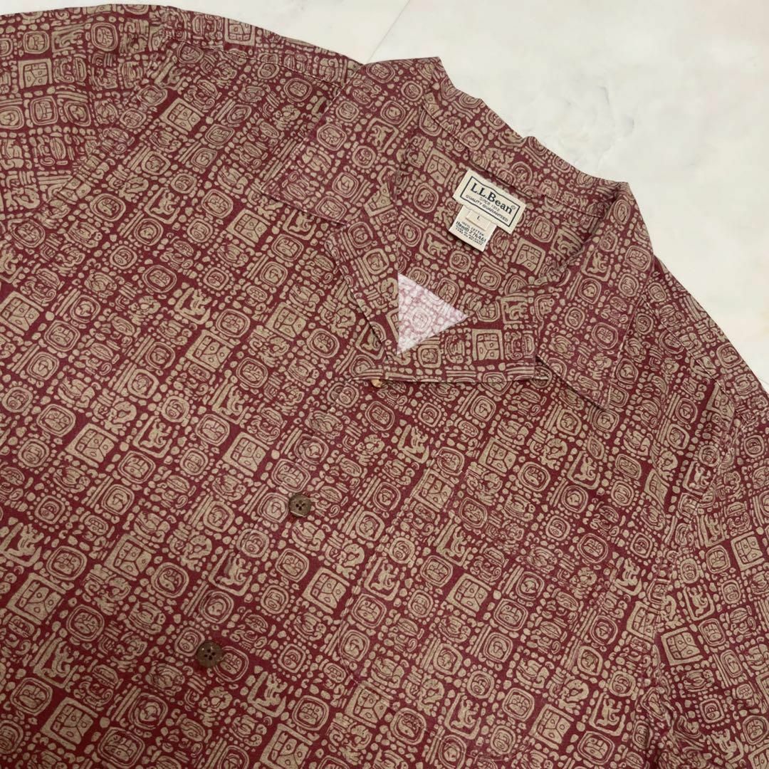 シルバーピーチ 90s L.L.Bean エルエルビーン 総柄 オープンカラー