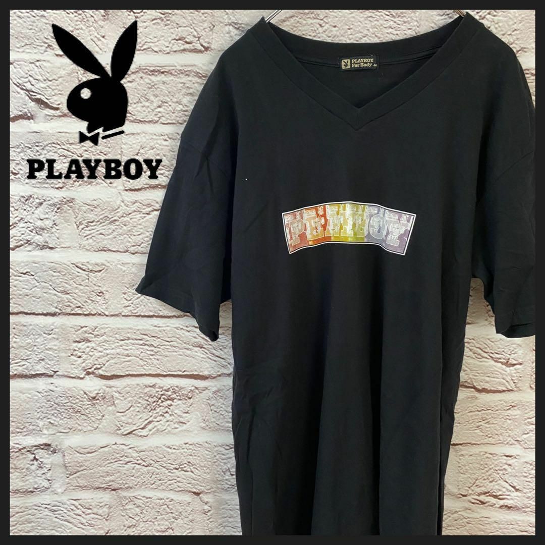 PLAYBOY(プレイボーイ)のPLAYBOY Tシャツ　Vネック メンズ　レディース　[ M ] メンズのトップス(Tシャツ/カットソー(半袖/袖なし))の商品写真