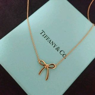 TIFFANY ボウ　ペンダント　リボン　ネックレス  18K ピンクゴールド