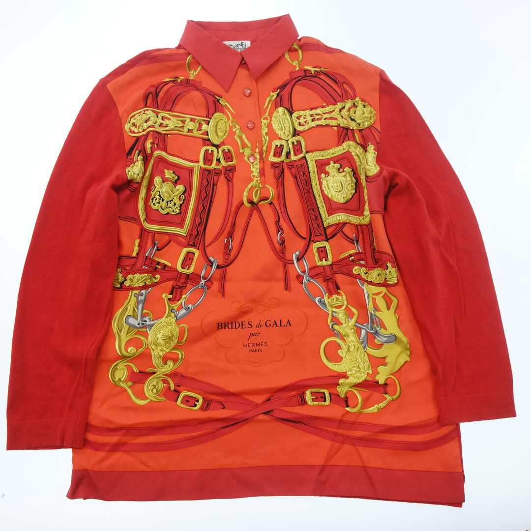 選べる2個セット HERMES エルメス ニット シャツ 長袖 スカーフ柄 赤
