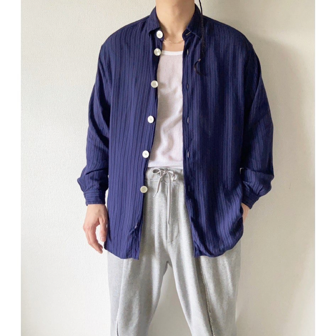 Emporio Armani(エンポリオアルマーニ)のvintage "でかボタン" emporio armani ストライプシャツ メンズのトップス(シャツ)の商品写真