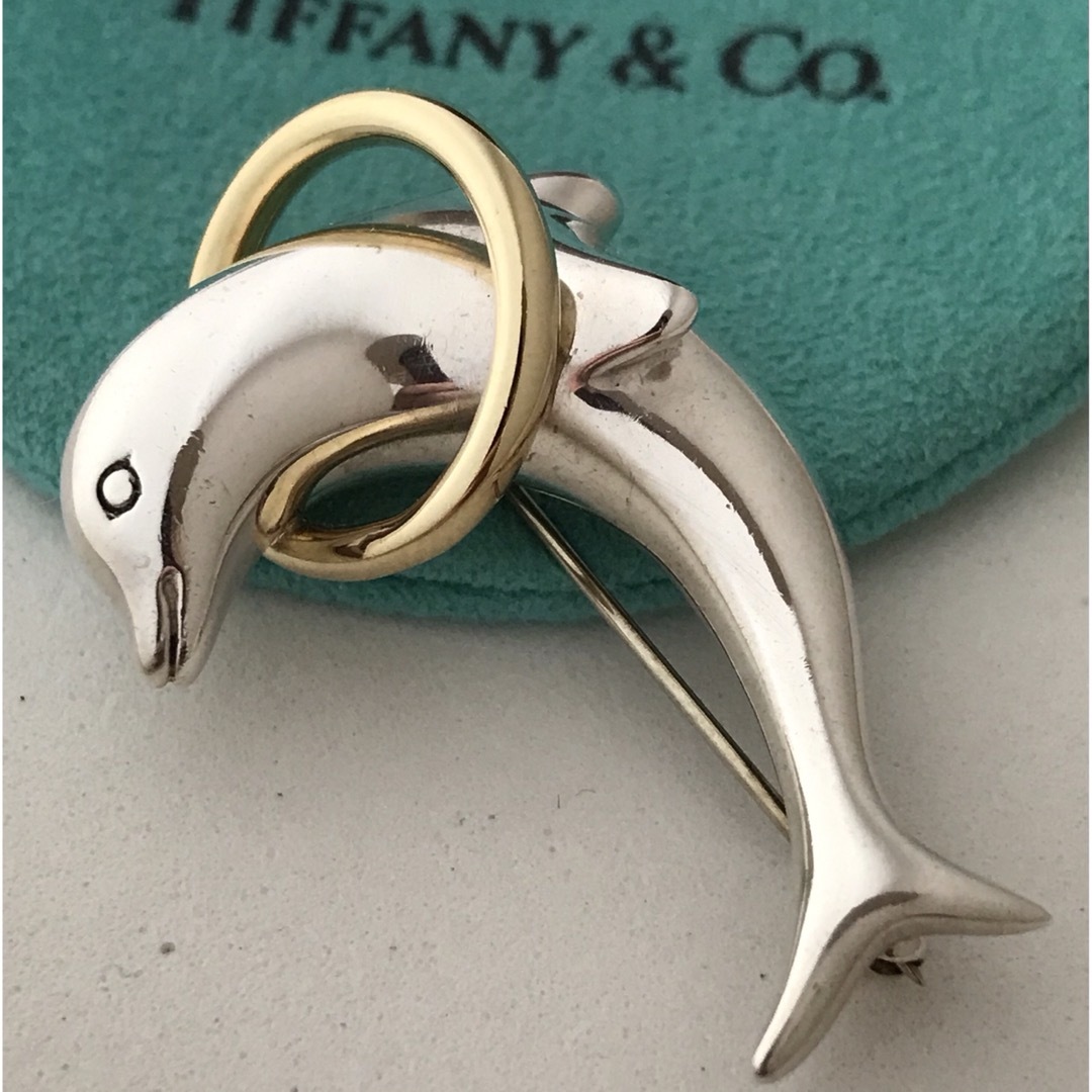 ブローチ/コサージュTiffany ドルフィンモチーフ ブローチ希少美品