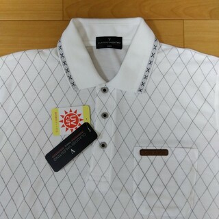 ヴァレンティノ(VALENTINO)のLL　クラウディオバレンチノ　新品　半袖ポロシャツ　ゴルフウェア　ホワイト(ポロシャツ)