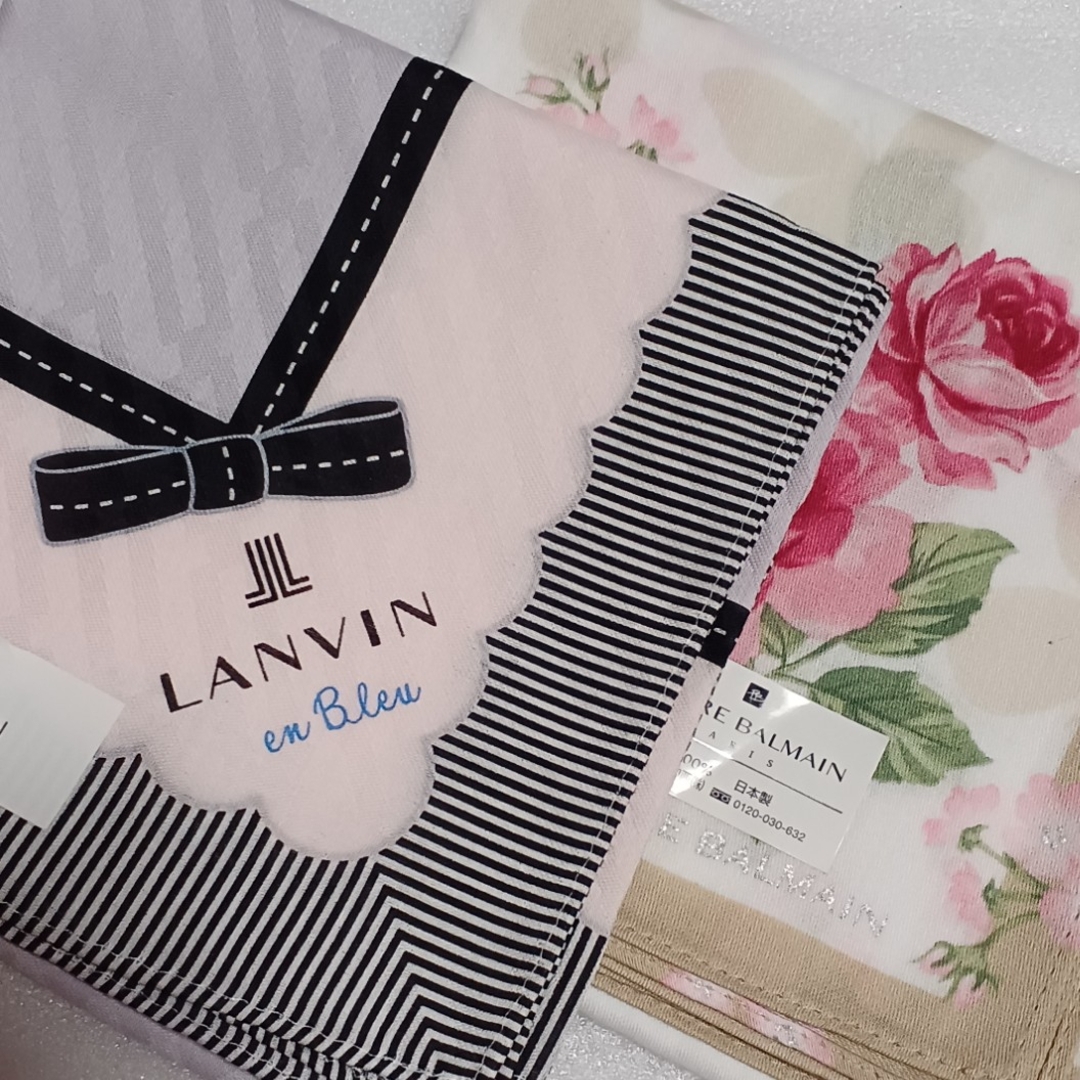 LANVIN en Bleu(ランバンオンブルー)の値下げ📌ランバンen Bleu&ピエールバルマン☆大判ハンカチ２枚セット🎀 レディースのファッション小物(ハンカチ)の商品写真