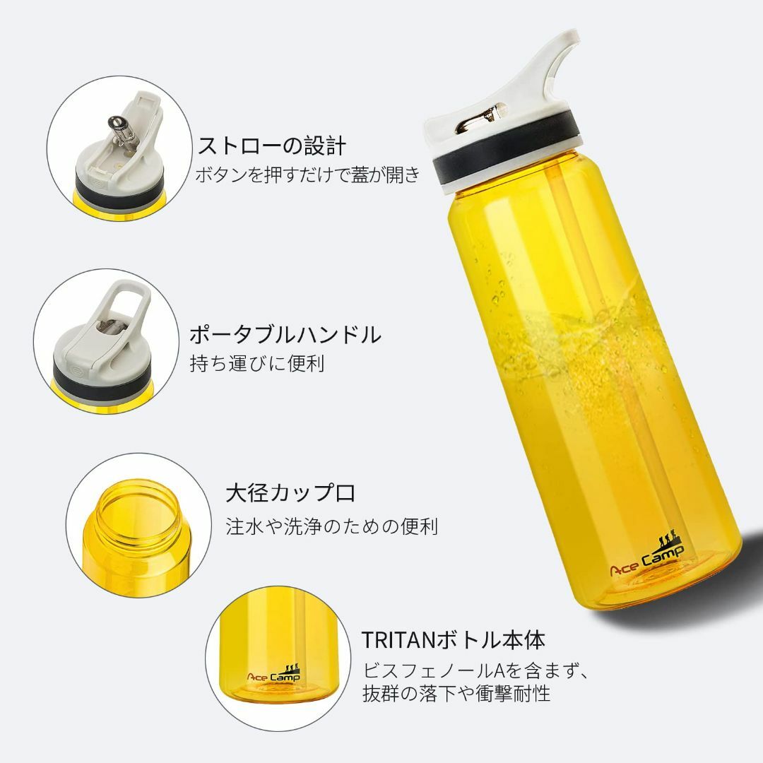 ストローボトル 水筒 スポーツボトル 450ml BPAフリー(グリーン)