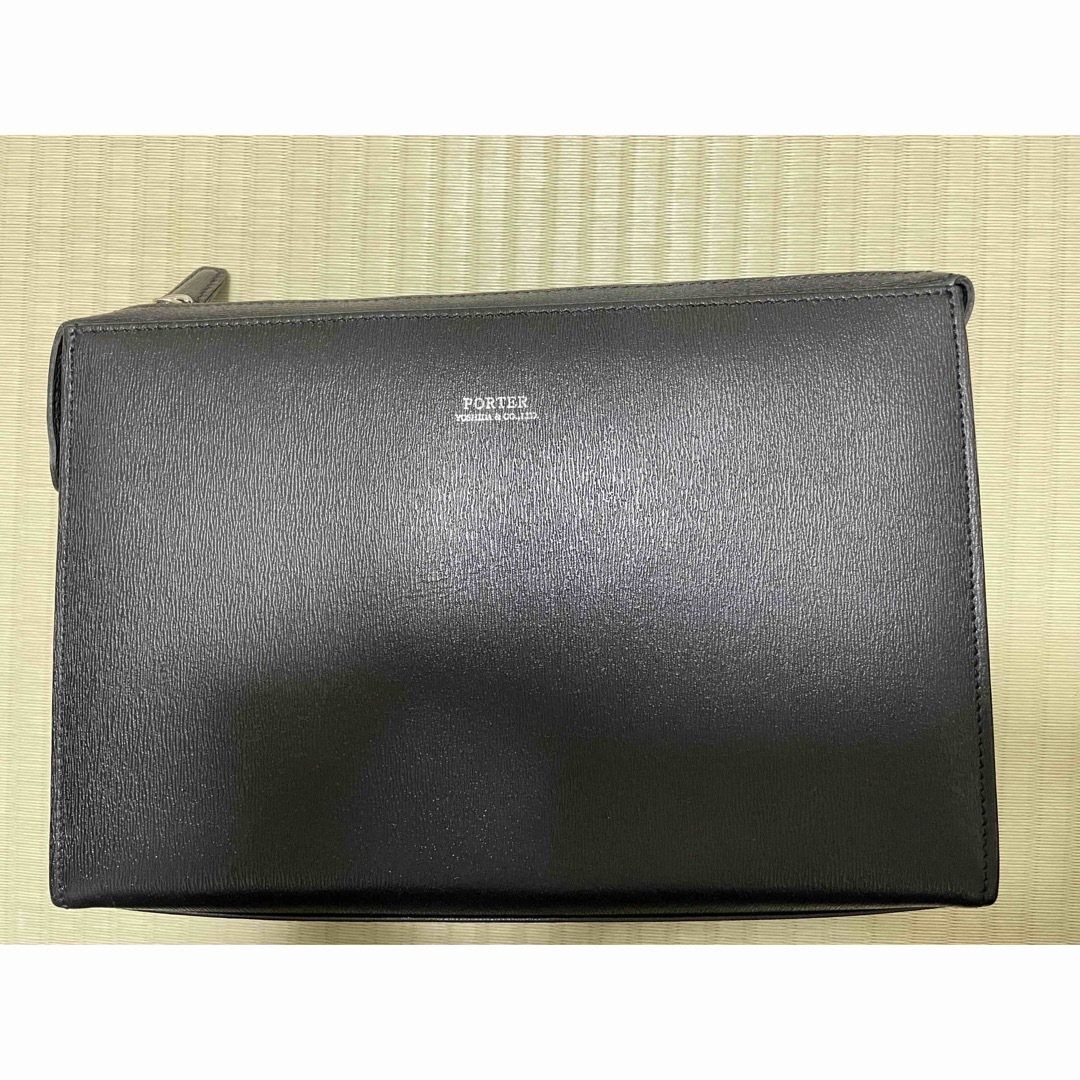 幅広type 【美品】 ポーター クラッチバッグ レザー 本革 2way 黒
