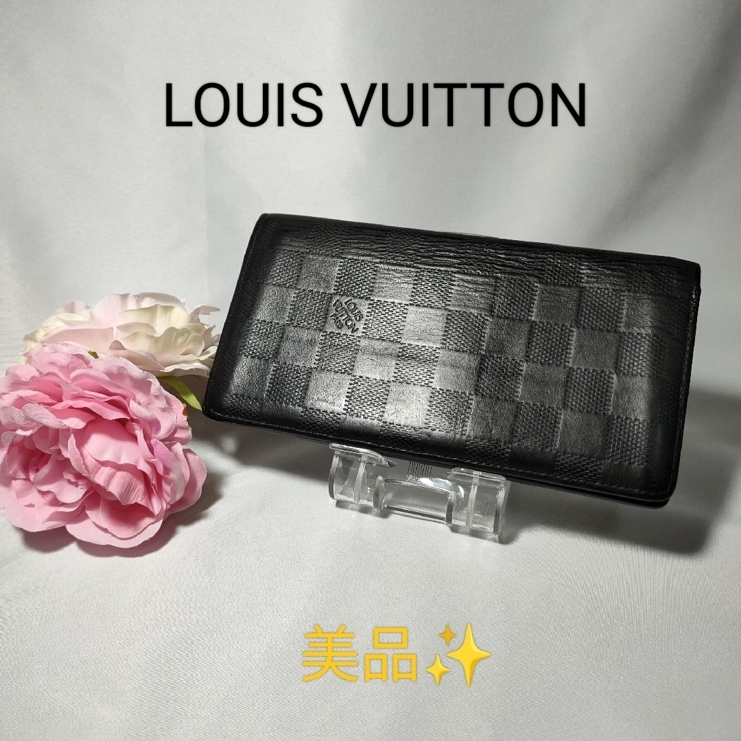 LOUIS VUITTON(ルイヴィトン)のルイヴィトン ダミエ アンフィニ　ブラザ 長財布 二つ折り財布 ブラック メンズのファッション小物(長財布)の商品写真