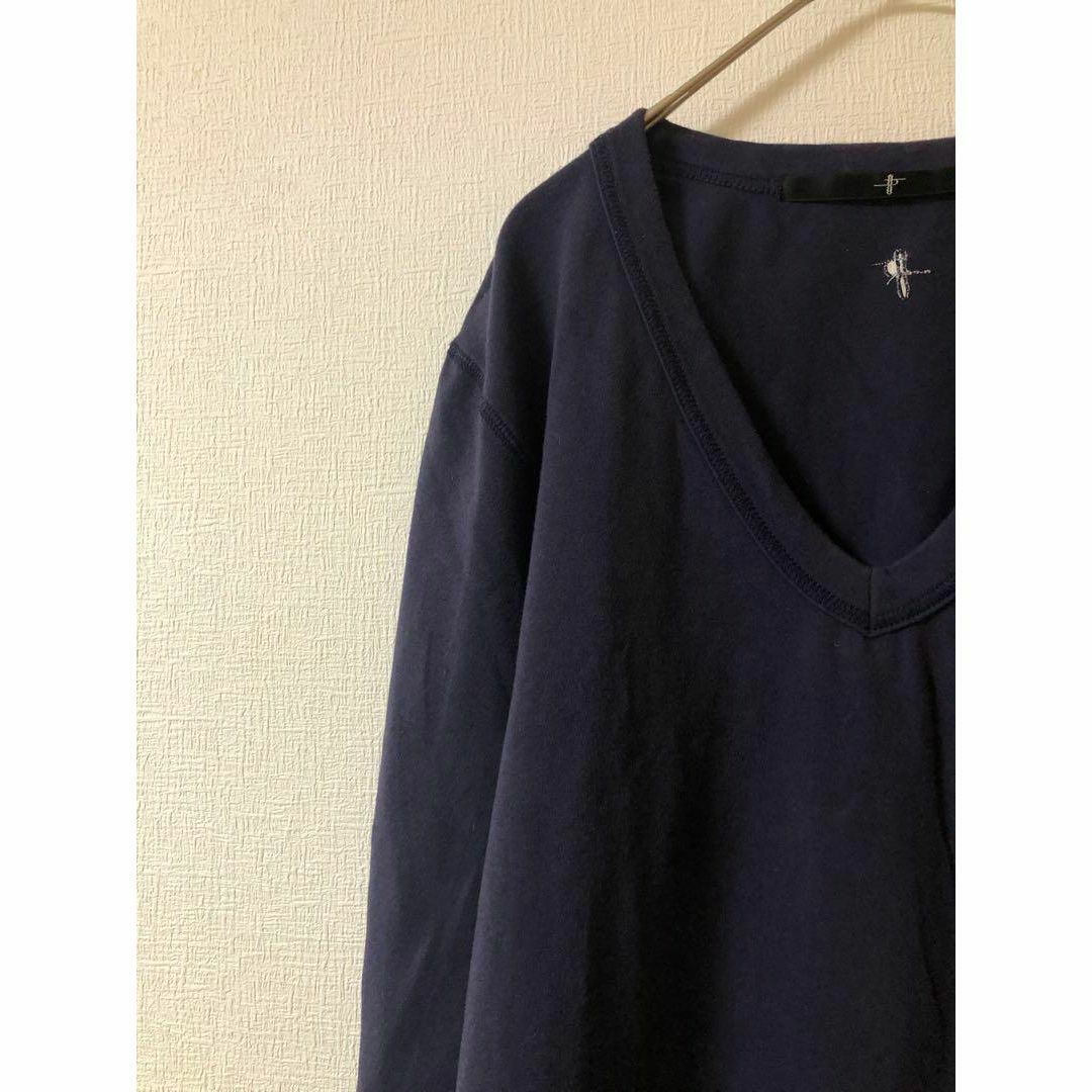 NO ID.(ノーアイディー)のNO ID.【ノーアイディー】　ポリウレタン混　vネック　ロングスリーブTEE メンズのトップス(Tシャツ/カットソー(七分/長袖))の商品写真