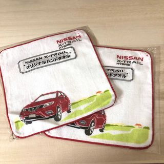 ニッサン(日産)の日産　ハンドタオル　エクストレイル　ハンカチ　赤　車(ノベルティグッズ)