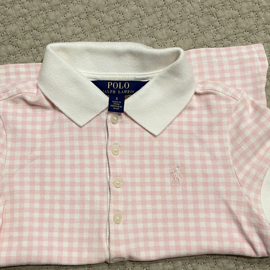 POLO RALPH LAUREN(ポロラルフローレン)のポロラルフローレン　ピンクチェックポロシャツ　115 キッズ/ベビー/マタニティのキッズ服女の子用(90cm~)(Tシャツ/カットソー)の商品写真