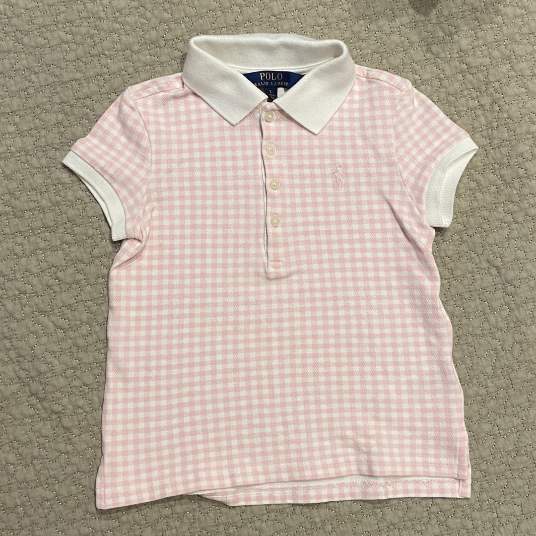 POLO RALPH LAUREN(ポロラルフローレン)のポロラルフローレン　ピンクチェックポロシャツ　115 キッズ/ベビー/マタニティのキッズ服女の子用(90cm~)(Tシャツ/カットソー)の商品写真