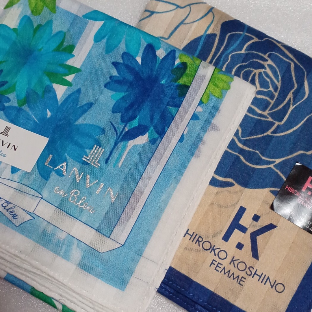 LANVIN en Bleu(ランバンオンブルー)の値下げ📌ランバンen Bleu&ヒロココシノ☆大判ハンカチ２枚セット レディースのファッション小物(ハンカチ)の商品写真
