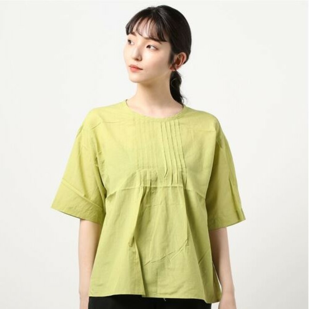 新品　SM2☆グリーン 【Slow Linen】フリルピンタックブラウス