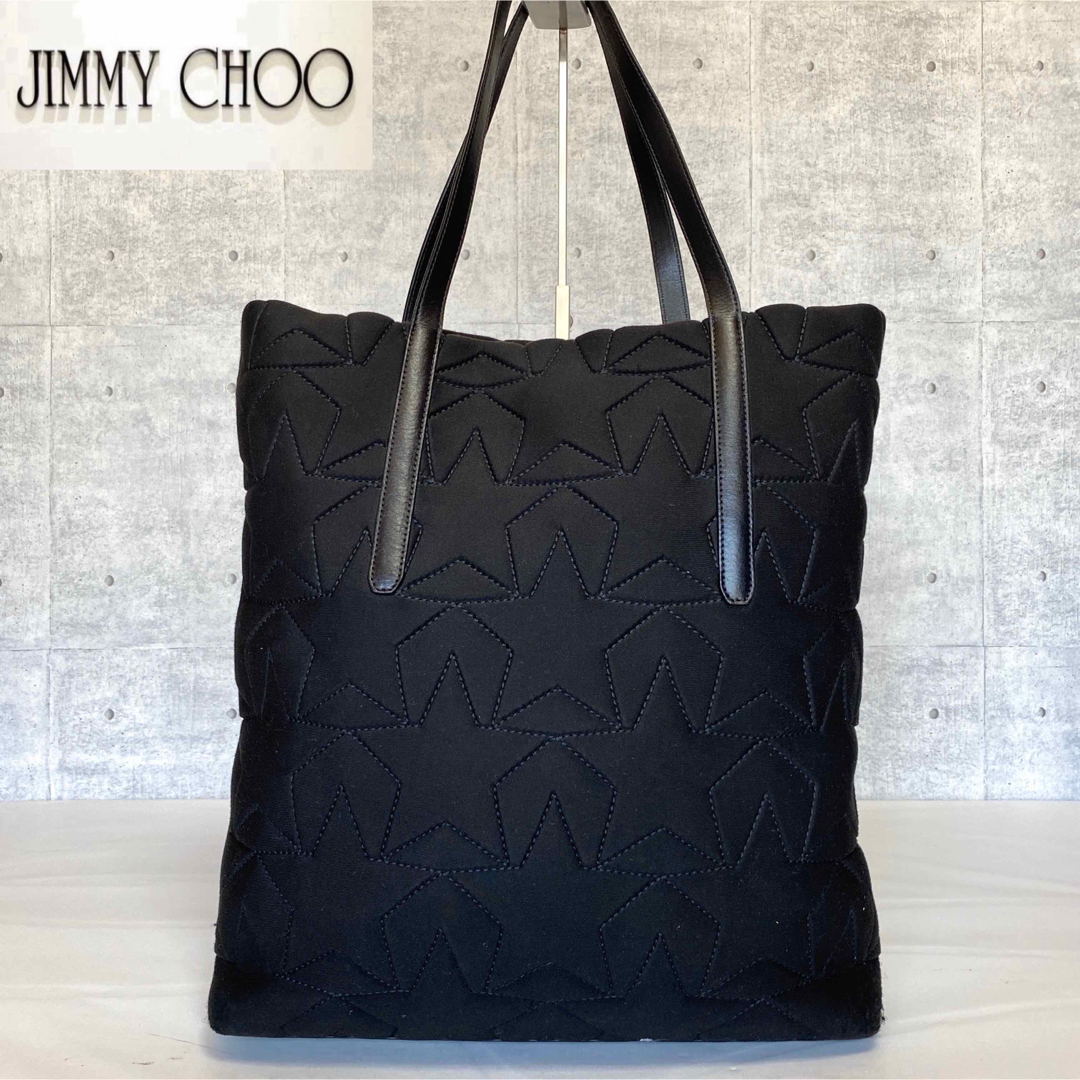 【JIMMY CHOO】PIMLICO N/S ネオプレン ブラックトートバッグ