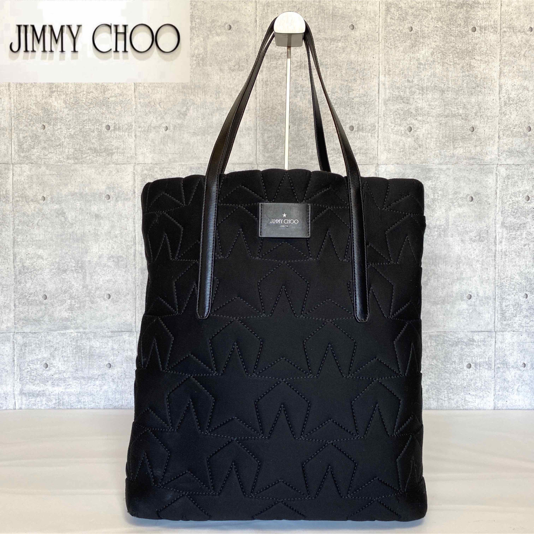 【JIMMY CHOO】PIMLICO N/S ネオプレン ブラックトートバッグ