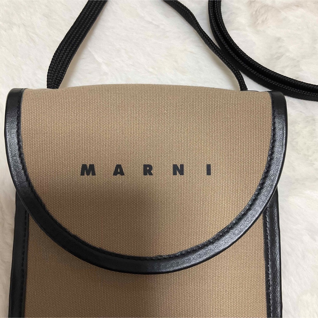 MARNI レザートリム キャンバス クロスボディポーチ　新作