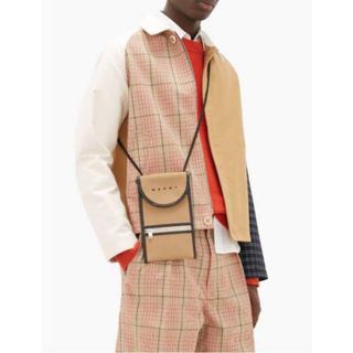 MARNI レザートリム キャンバス クロスボディポーチ　新作