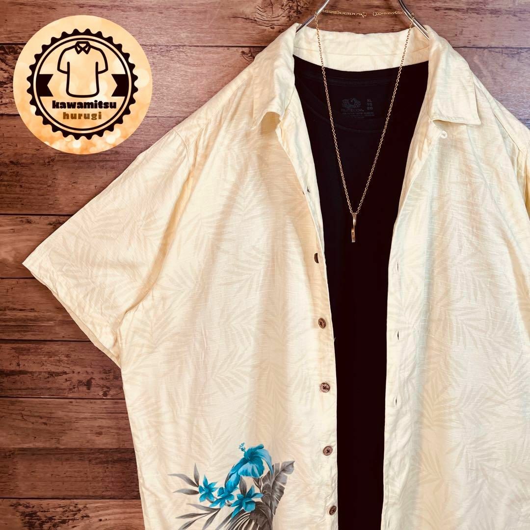 希少!大人気! 6142【Tシャツコーデ】古着 アロハシャツ ワンポイント花