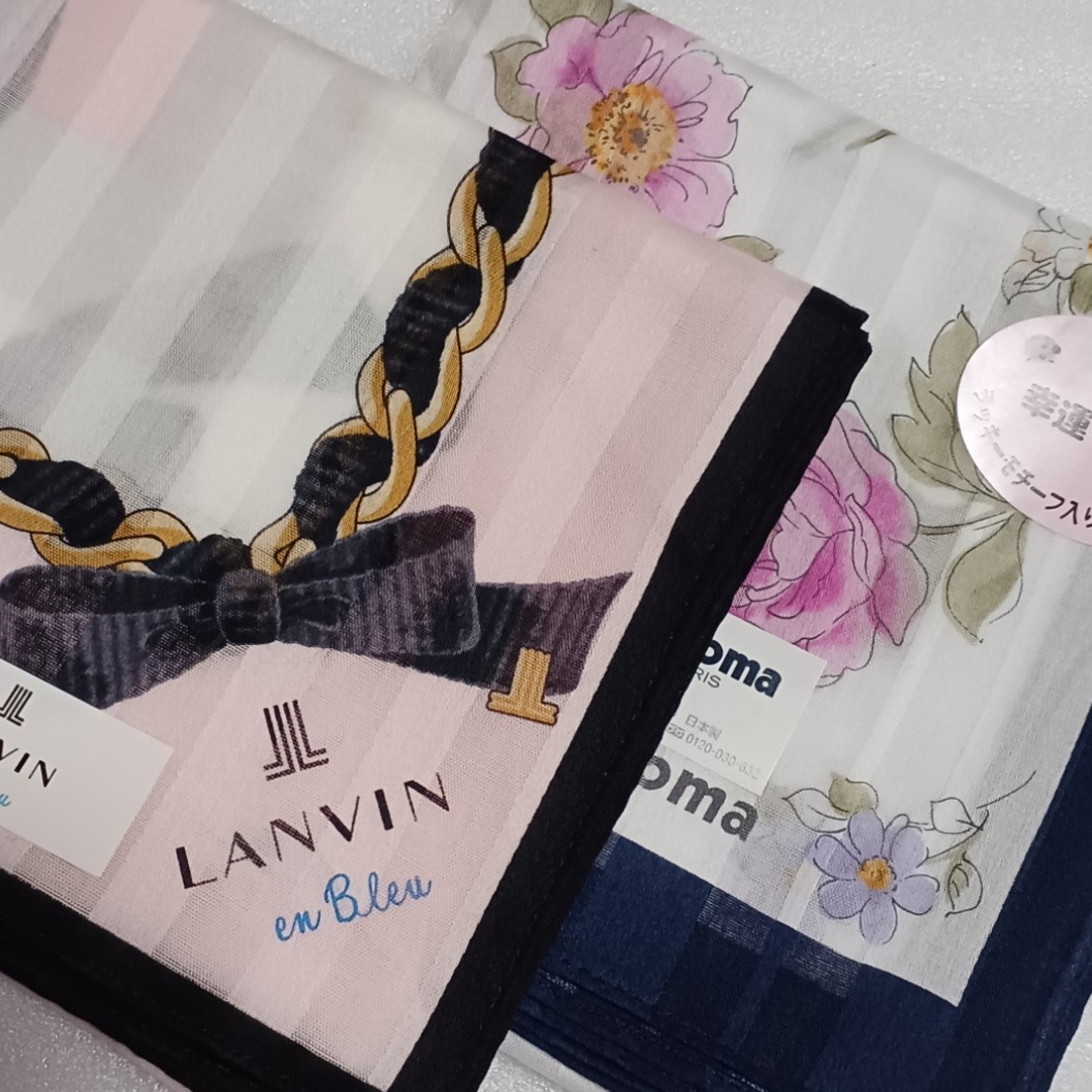 LANVIN en Bleu - 値下げ📌ランバンen Bleu&レノマ☆大判ハンカチ２枚